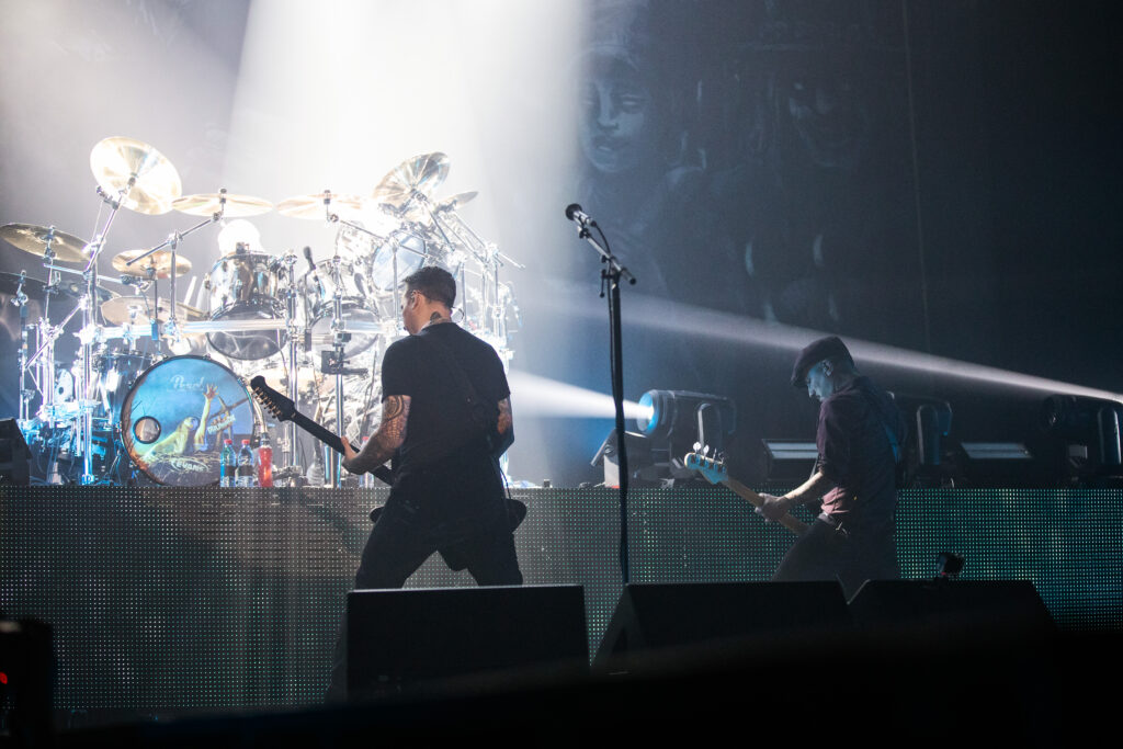 Michael Poulsen, lead singer and guitarist, and Kaspar Boye Larsen, bassist of the danish heavy metal band Volbeat, at Rockhal in Luxembourg during their "Rewind, Replay, Rebound" tour in 2019