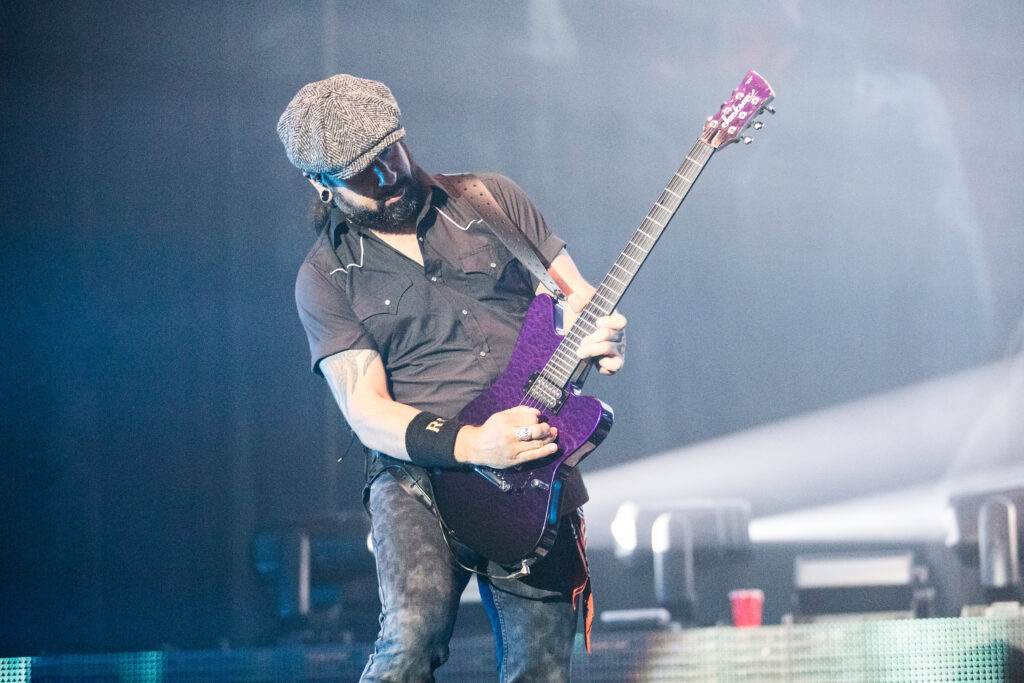 Rob Caggiano, guitarist of the heavy metal band Volbeat, at Rockhal in Luxembourg during their "Rewind, Replay, Rebound" tour in 2019