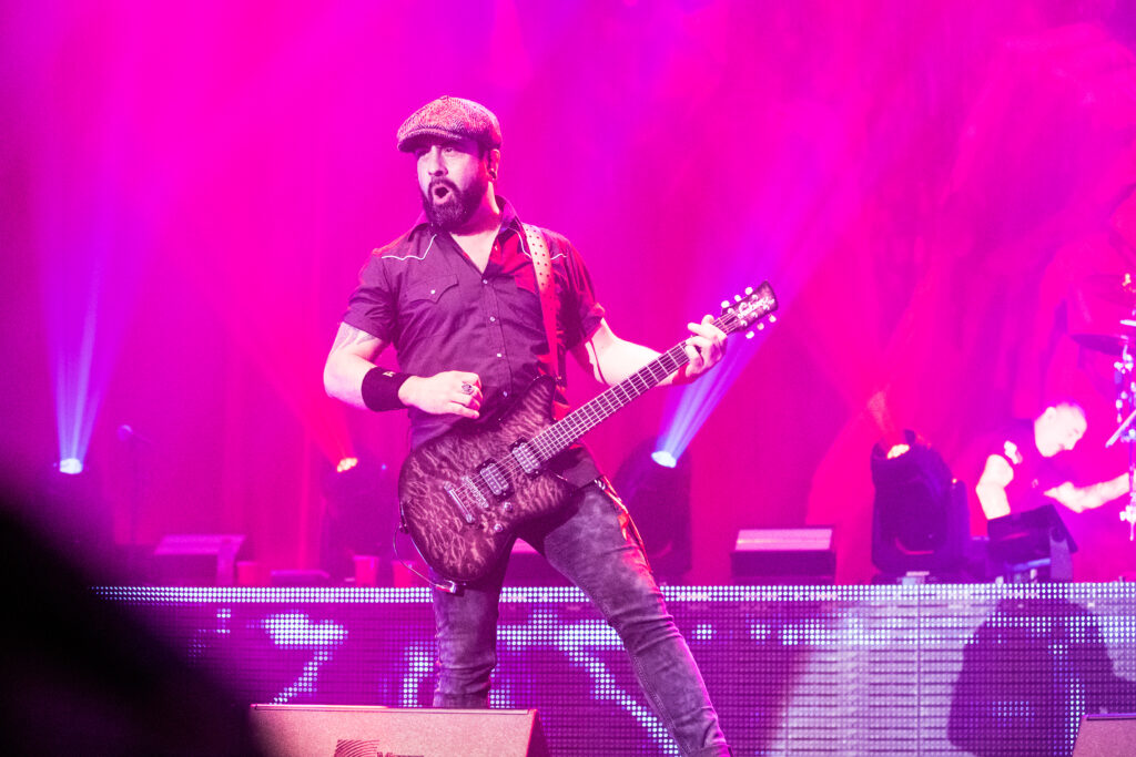 Rob Caggiano, guitarist of the heavy metal band Volbeat, at Rockhal in Luxembourg during their "Rewind, Replay, Rebound" tour in 2019