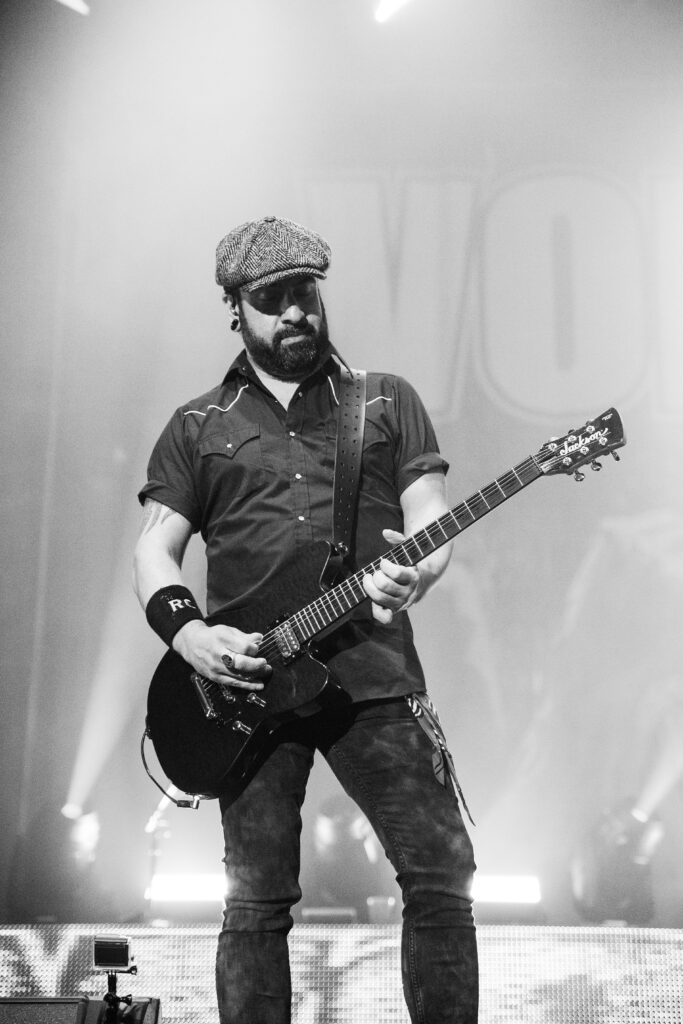 Rob Caggiano, guitarist of the heavy metal band Volbeat, at Rockhal in Luxembourg during their "Rewind, Replay, Rebound" tour in 2019