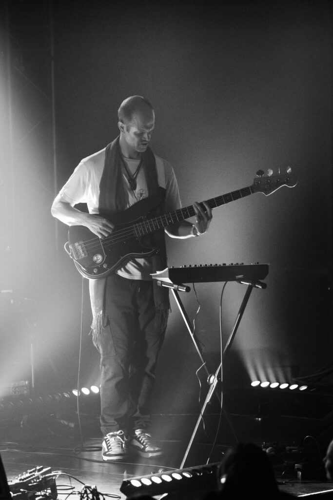 Benjamin Renz, bassist of the Luxembourgish band Seed to Tree, during their album release show at Den Atelier in Luxembourg, September 2023