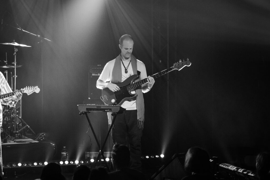 Benjamin Renz, bassist of the Luxembourgish band Seed to Tree, during their album release show at Den Atelier in Luxembourg, September 2023
