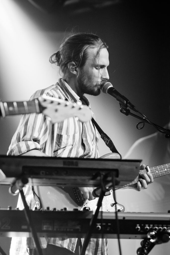 Georges Goerens, singer and guitarist of the Luxembourgish band Seed to Tree, during their album release show at Den Atelier in Luxembourg, September 2023