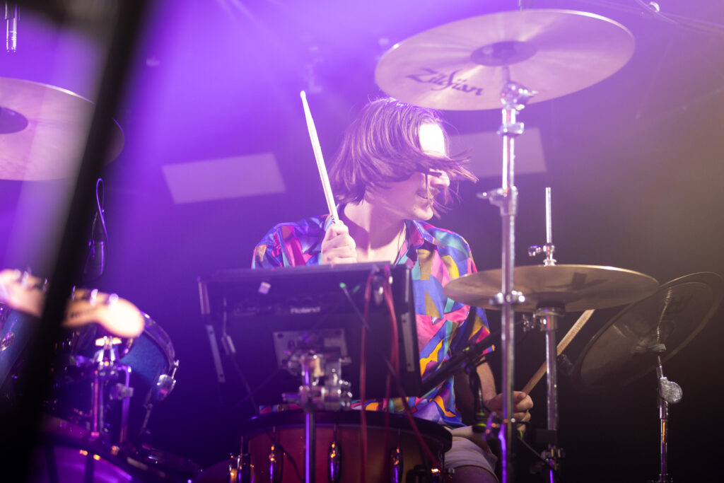 Michi Mentgen, drummer of the Luxembourgish band Seed to Tree, during their album release show at Den Atelier in Luxembourg, September 2023
