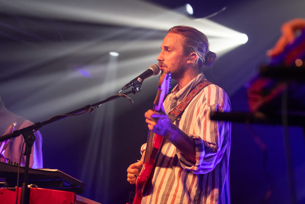 Georges Goerens, singer and guitarist of the Luxembourgish band Seed to Tree, during their album release show at Den Atelier in Luxembourg, September 2023