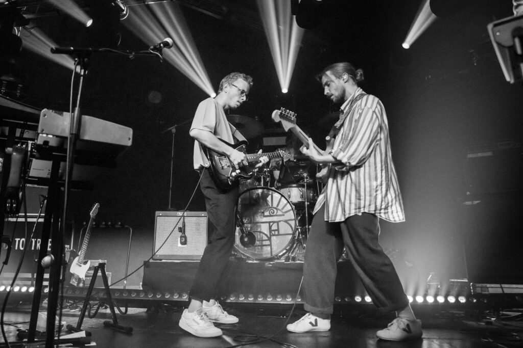Benjamin Heidrich and Georges Goerens, singer and guitarists of the Luxembourgish band Seed to Tree, during their album release show at Den Atelier in Luxembourg, September 2023