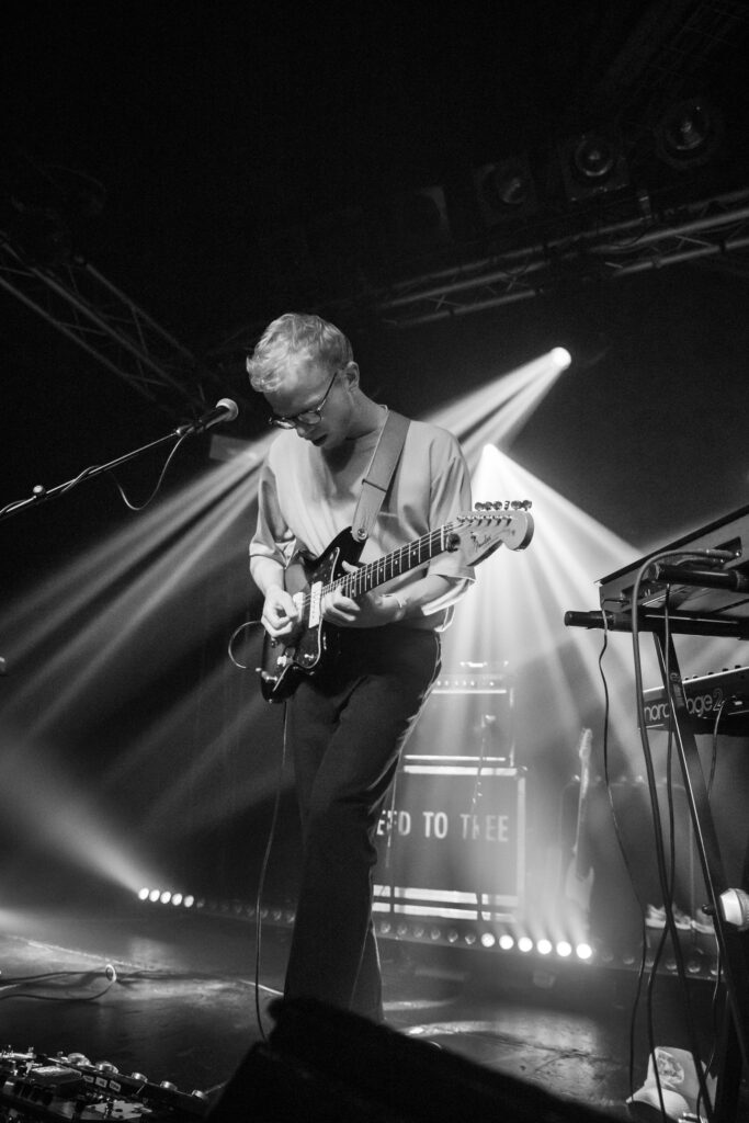 Benjamin Heidrich, singer and guitarist of the Luxembourgish band Seed to Tree, during their album release show at Den Atelier in Luxembourg, September 2023