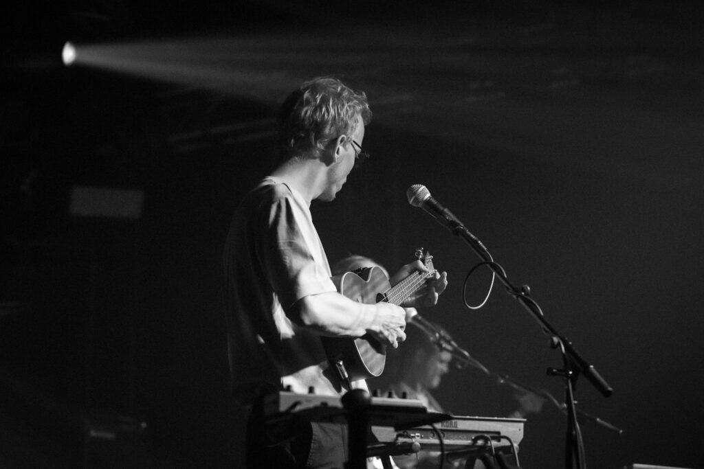 Benjamin Heidrich, singer and guitarist of the Luxembourgish band Seed to Tree, during their album release show at Den Atelier in Luxembourg, September 2023