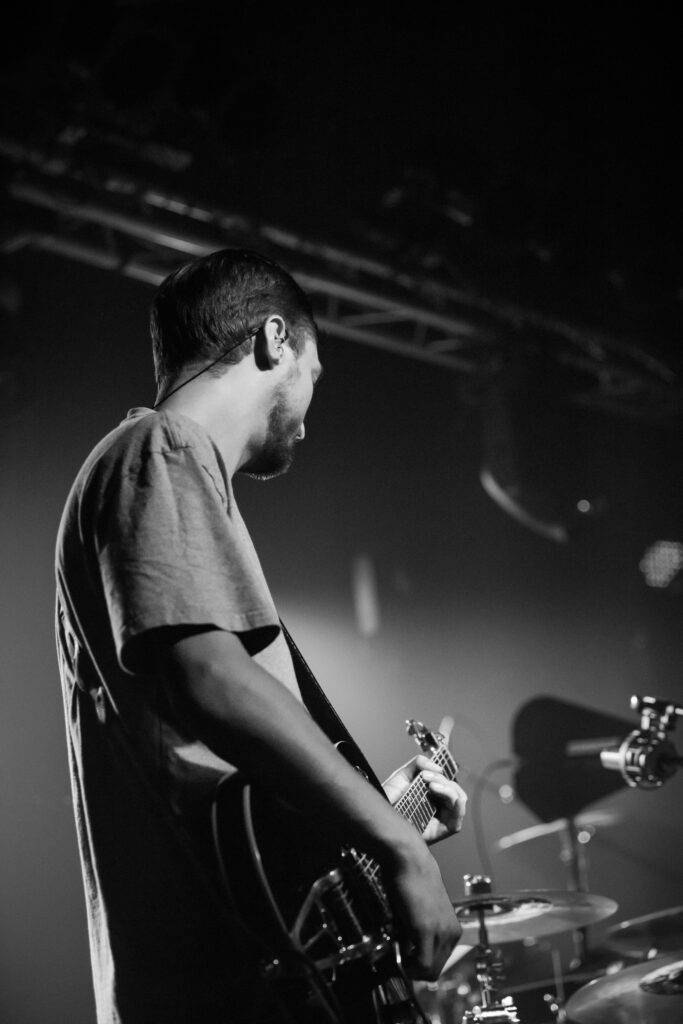Miko Buraczyk, guitarist of the Luxembourgish band The Cookie Jar Complot, during a show at den Atelier