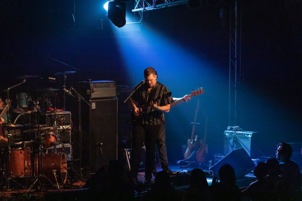 Sven Schmeler, guitarist of the Luxembourgish band The Cookie Jar Complot, during a show at den Atelier