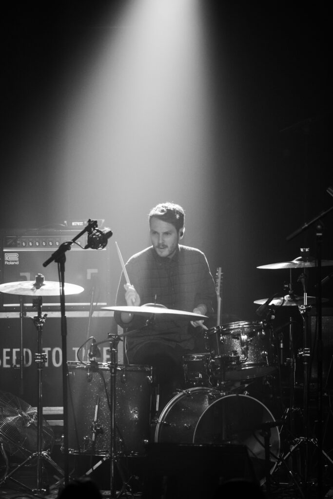Gilles Glesener, drummer of the Luxembourgish band The Cookie Jar Complot, during a show at den Atelier