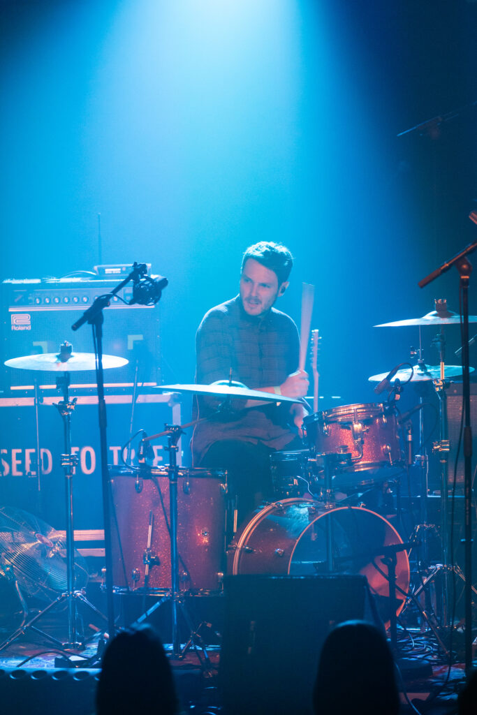 Gilles Glesener, drummer of the Luxembourgish band The Cookie Jar Complot, during a show at den Atelier