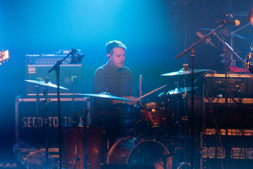 Gilles Glesener, drummer of the Luxembourgish band The Cookie Jar Complot, during a show at den Atelier