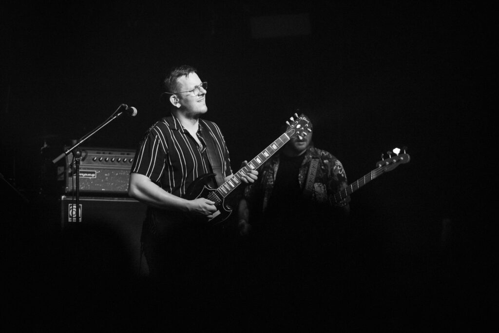Sven Schmeler, guitarist of the Luxembourgish band The Cookie Jar Complot, during a show at den Atelier