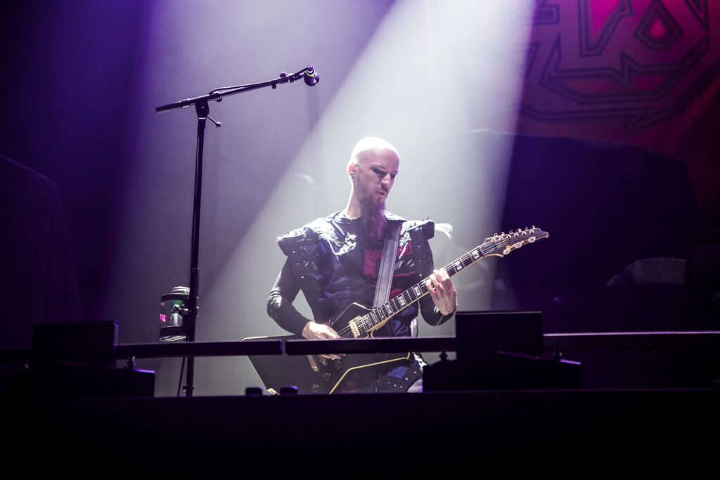Paul Templing aka Grandmaster Proletius, guitarist of Gloryhammer, during their show at the Rockhal in Luxembourg in 2019