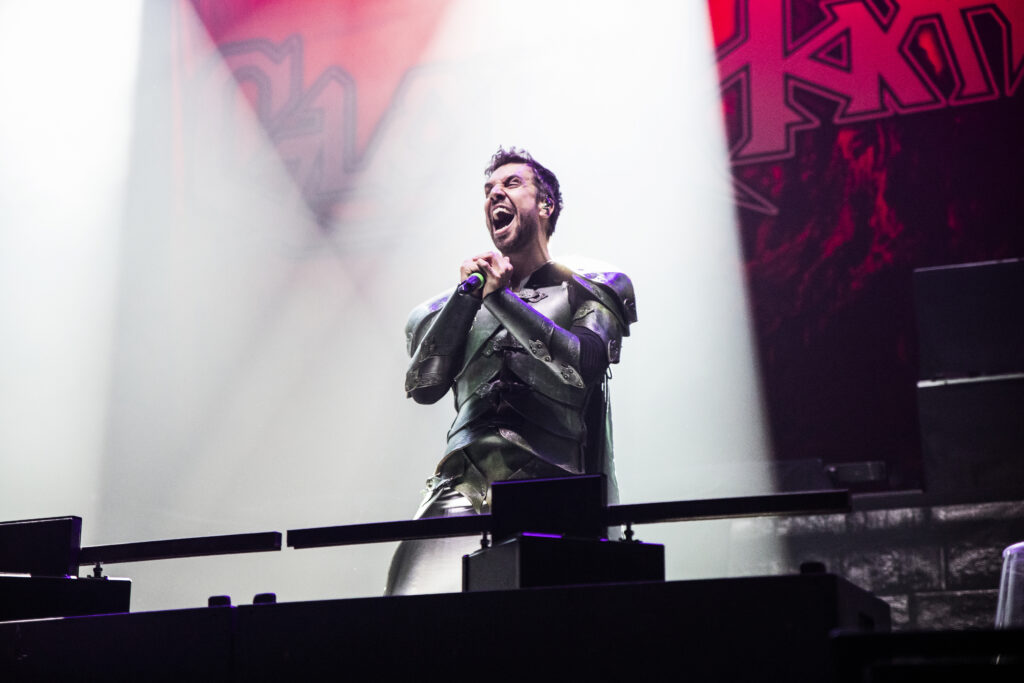 Thomas Winkler aka Angus McFife, lead singer of Gloryhammer, during their show at the Rockhal in Luxembourg in 2019