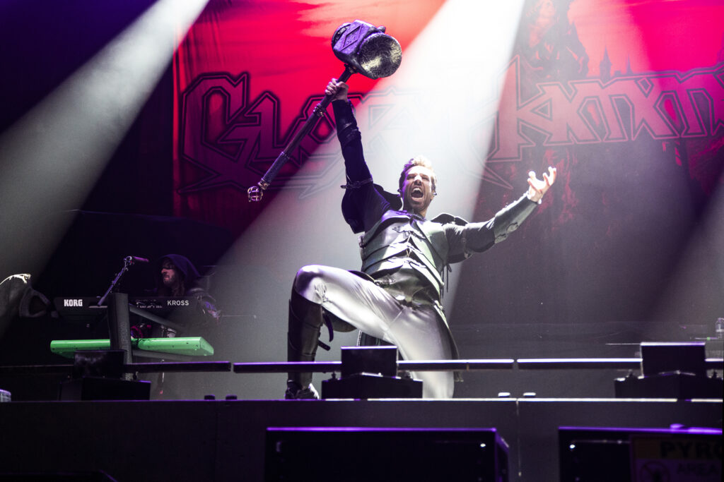 Thomas Winkler aka Angus McFife, lead singer of Gloryhammer, during their show at the Rockhal in Luxembourg in 2019