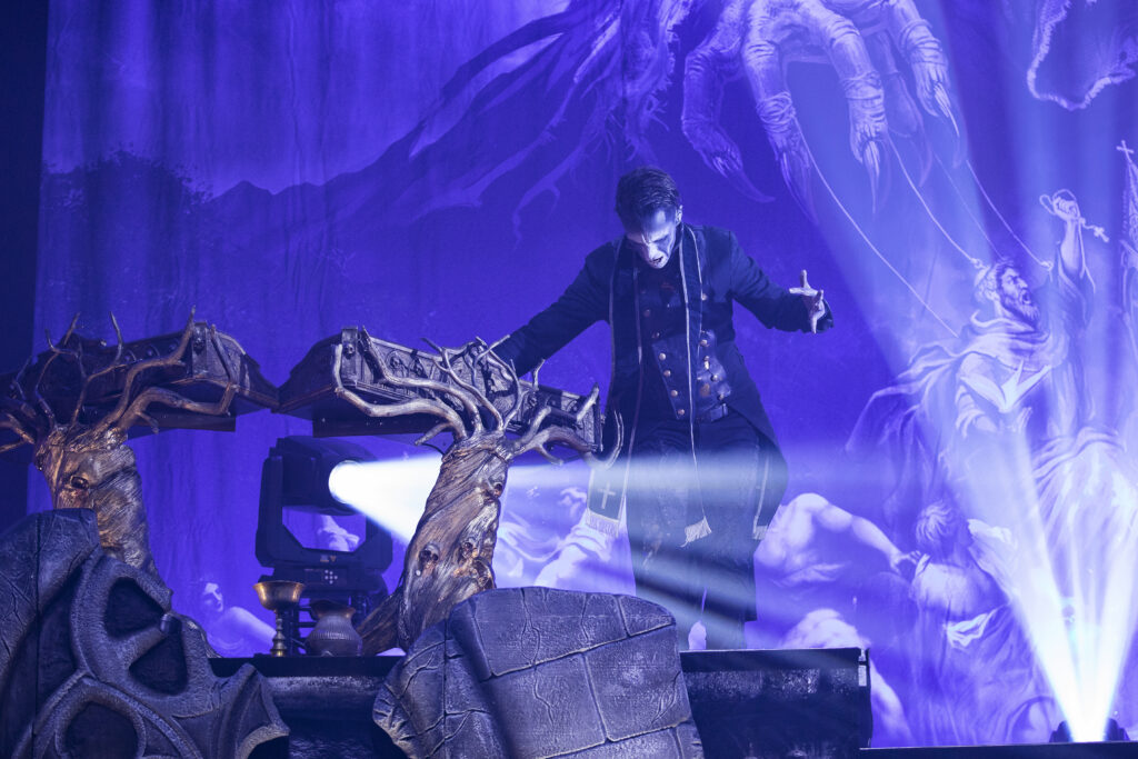 Falk Maria Schlegel, keyboarder of the German heavy metal band Powerwolf during their show at the Rockhal in Luxembourg in 2019