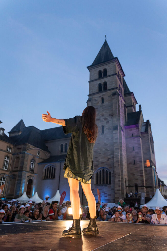 Christine Heitz aka Krick, second placed participant in the Luxembourg Song Contest 2024, live at Echterlive Music Festival in Echternach