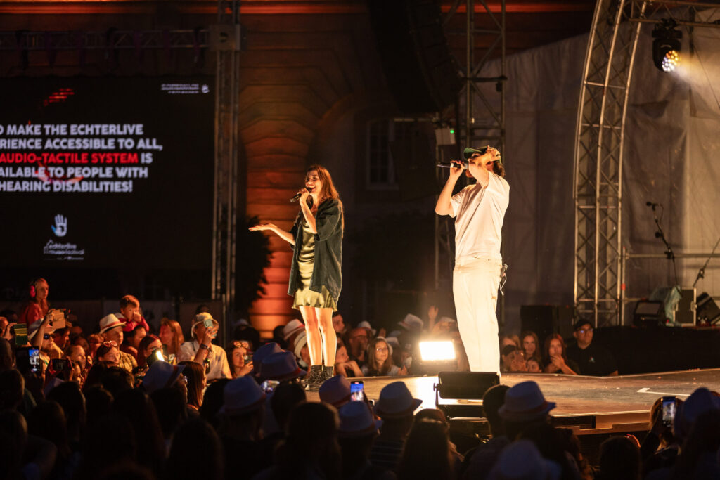 Krick and Joel Marques, places two and three of the Luxembourg Song Contest 2024, live at Echterlive Music Festival in Echternach