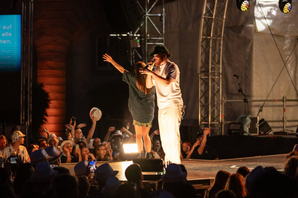 Krick and Joel Marques, places two and three of the Luxembourg Song Contest 2024, live at Echterlive Music Festival in Echternach