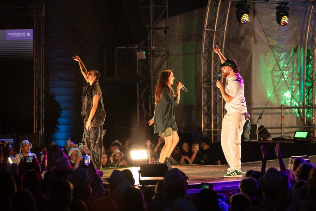 Krick, Joel Marques and Tali, the three winners of the Luxembourg Song Contest 2024, live at Echterlive Music Festival in Echternach