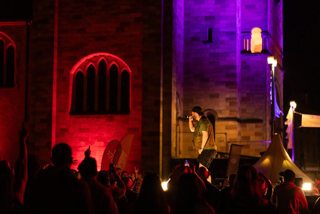 Luxembourgish musician Maale Gars on stage at Echterlive Music Festival