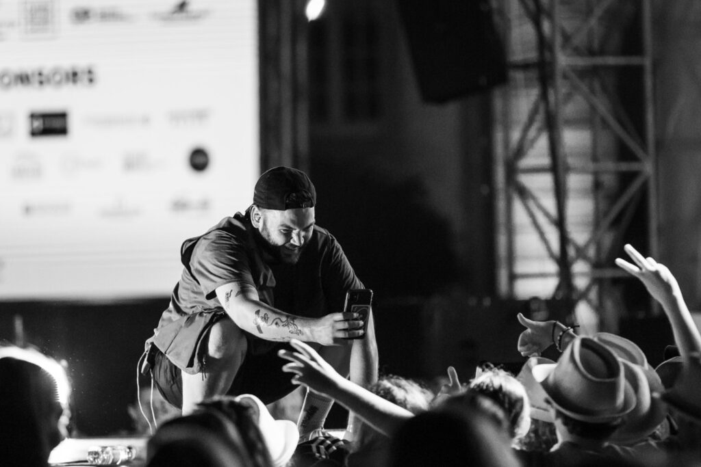 Luxembourgish musician Maale Gars on stage at Echterlive Music Festival